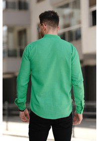 Resim Zareh Slim Fit Kırınkıl Desen Yarım Pat Hakim Yaka Erkek Gömlek 001 