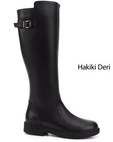 Resim GÖNDERİ(R) Kadın / Kız Siyah Fermuarlı Kauçuk Taban Hakiki Deri Çizme 
