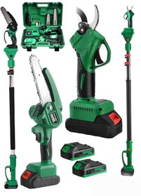 Resim DYNAMİC MAX 988 Vf 20 Ah 10 Pilli 2 Akülü Şarjlı Ağaç Dal Kesme Budama Makası Testere 2 Makina Teleskopik Uyumlu 