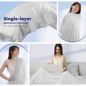 Resim Hot Sleeper King için Elegear Soğutma Battaniyeleri, Hassas Açık Bej için Gümüş İyonlu Arc-Chill 3.0 Cool Fiber, Ev Yatak Koltuk Ofis Kamp İçin Ultra Hafif Nefes Alabilir Yazlık Soğuk Battaniye, Gri 