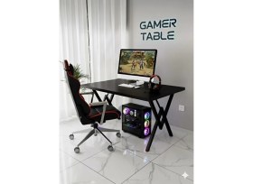 Resim Modülare Profesyonel Oyuncu Masası Siyah Bilgisayar Çalışma Masası 120 cm Gamer Table 