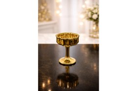 Resim Yzhome 6 Lı Gold Kaplama Cam Ayaklı Kahve Yanı Lokumluk Kahvaltılık Kase Sunumluk 50ML 