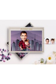 Resim Bk Gift Kişiye Özel Baba Kız Karikatürlü 1000 Parça Profesyonel Puzzle-2 