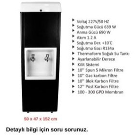 Resim Sanayi Tipi Sebil 40 Litre Soğutmalı Arıtmalı Siyah Endüstriyel 