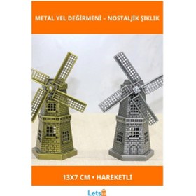 Resim Metal Yel Değirmeni Zarif Dekoratif Figür 13x7 Cm 1 Adet 