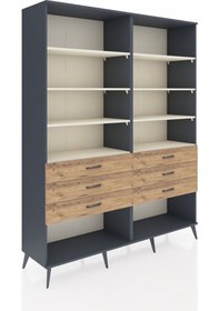 Resim Hyperion Gardrop 8 Raflı 6 Çekmeceli 176x44x221 Antrasit-aytaşı/çam Aytaşı/çam 