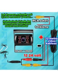 Resim Ticari Araçlara Uyumlu Gece Görüşlü Metal Kasa Araç Kamera12-24 V 