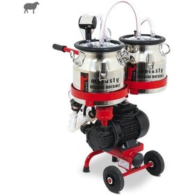 Resim Melasty Micro İkili Koyun Süt Sağma Makinesi Paslanmaz Güğüm - Silikon Memelik Çift Güğüm Kuru Pompa 
