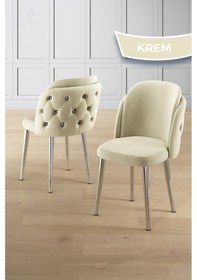 Resim Canisa Zae Serisi 90x168 Lak Panel Beyaz Mermer Desen Krom Ayak Masa Takımı 4 Krem Sandalye Beyaz Mermer Desen Masa,krem Sandalye 