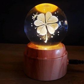 Resim Usb'li Yonca Tasarımlı Dönen Cam Küre 