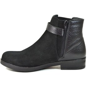 Resim Beety 1711 Hakiki Deri Nubuk Siyah Fermuarlı Klasik Kadın Bot Siyah 