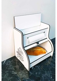 Resim New Bread Box-yeni Ekmeklik, Havlu Peçetelik Saklama Gözlü , Baharatlık Rafı, Dekoratif Yazılı Beyaz 