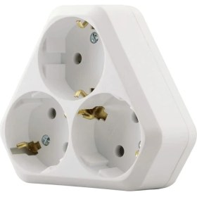 Resim Golyat Üçgen Tip 3'lü Topraklı Priz, Beyaz 