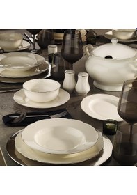 Resim Kütahya Porselen Bone Olympos 83 Parça Yemek Takımı Platin File 