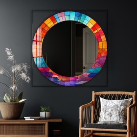 Resim Mozaik Güneş Yuvarlak Ayna - Yok / 100 cm 