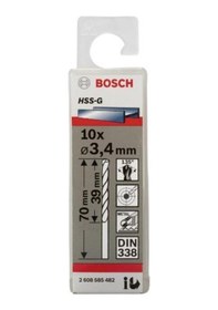 Resim Bosch Hss-G 3.4X70 Mm Metal Matkap Ucu 10'Lu Paket 2608585482 