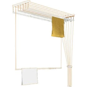 Resim Alüminyum 4 Çubuklu 150 cm Asansörlü Çamaşır Kurutma Askısı, Güneş Işığıyla Parlayan 