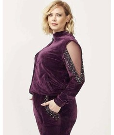 Resim Moda Berray 1950 Kolları Taşlı Tam Kalıp Tarz Kadife Büyük Beden Eşofman Takım Mürdüm Mürdüm 