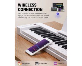 Resim Hepta Collection Dp-06 Katlanabilir Piyano, 61 Tuşlu Tam Boy Yarı Ağırlıklı Klavye, Bluetooth Taşınabilir E-Piyano, Y 