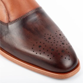 Resim Zerbay Kangto Kösele Taban Desenli Deri Erkek Klasik Ayakkabı Monkstrap Loafer 
