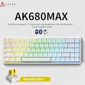 Resim Coverzone Ajazz AK680 Max%68 Manyetik Switch, 3000mAh Batarya 8000 Hz Kablolu-1000 Hz Polling Rate Kablosuz Manyetik Klavye RGB Arkadan Aydınlatmalı Özelleştirilebilir Tuşlar (AK680 Max - Beyaz) 