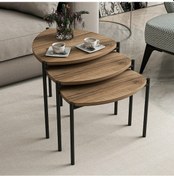Resim Minar Lenny 3 Lü Metal Ayaklı Zigon Sehpa - Dore 
