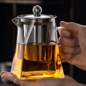 Resim 1 adet 950ml Kalınlaştırılmış Isıya Dayanıklı Borosilikat Camdan Yapılmış Çaydanlık Paslanmaz Çelik Demlik ile - Şeffaf Çin Tarzı Ağızlı, Ev, Ofis veya Restoran Kullanımı İçin Mükemmel 
