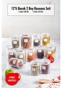 Resim 12'li Barok Yuvarlak 2 Boy Kavanoz Seti & Saklama Kabı & Erzak Kabı 6 500 Ml,6 250 Ml 
