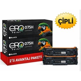 Resim Crg-075h Canon İ-sensys Lbp-647cdw Çipli Siyah Uyumlu Toner - 2'li Paket 