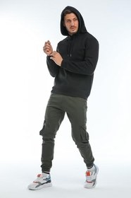 Resim Kargo Cepli, Fermuarlı Paça Lastikli Esnek Kumaş Slim Fit Gabardin Erkek Kargo Pantolon 