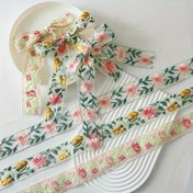 Resim 1 Yard Pembe Çiçekli Nakışlı Dantel Kurdele, 5cm Genişlik - DIY El İşleri, Hediye Paketleme, Giyim & Düğün Dekoru için Zarif Çiçekler & Yapraklar Tasarımlı Polyester Saten - Düğün Dekorasyonu|Şık Dekorasyon|Polyester Saten Kurdele, Çiçek Buketi için Kurdele 