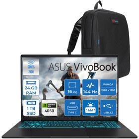 Resim Asus Vivobook 16 V3607VU Intel Core 5 210H 24GB 1tb SSD RTX4050 6gb Freedos 16\ Wuxga 144HZ 300NITS Taşınabilir Bilgisayar RP276F06 + Zetta Çanta 
