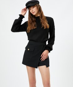 Resim Örgü Kazak Balon Kollu Fırfırlı Kaşmir Dokulu 