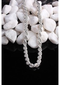 Resim Omar Silver Unisex Halat Gümüş Zincir 8 Mm Elmas Kesim Gümüş Koly 