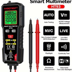 Resim HABOTEST HT93 Akıllı Dijital Multimetre - Dayanıklı ABS Malzeme, Kaymaz/Düşmeye Karşı Koruma, Pille Çalışan, 36V & Altı İçin, Yüksek Hassasiyet, NCV Canlı Tel Testi ile, Endüstriyel Ölçüm Aletleri İçin İdeal, P 