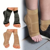 Resim 1 Çift Ayak Bileği ve Kemer Destek Sıkıştırma Kollukları - Stabilite için Nefes Alabilir Elastik Ayak Bileği Atletleri ile Ergonomik Tasarım, Kas Desteği & Gelişmiş Dolaşım - Erkekler & Kadınlar için Üniseks Atletik & İyileşme Atletleri (Siyah/Bej/Pembe), Yaralanma Önleme Ekipmanı 