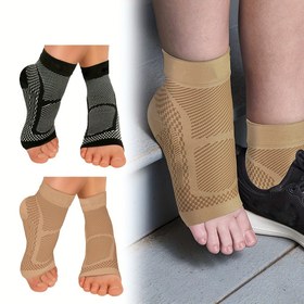 Resim 1 Çift Ayak Bileği ve Kemer Destek Sıkıştırma Kollukları - Stabilite için Nefes Alabilir Elastik Ayak Bileği Atletleri ile Ergonomik Tasarım, Kas Desteği & Gelişmiş Dolaşım - Erkekler & Kadınlar için Üniseks Atletik & İyileşme Atletleri (Siyah/Bej/Pembe), Yaralanma Önleme Ekipmanı 