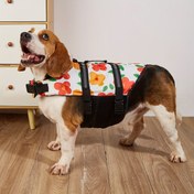 Resim Çiçek Desenli Evcil Hayvan Can Yeleği, Ayarlanabilir Yaz Köpek ve Kedi Mayo, Güvenli Yüzme İçin Yüksek Batma Polyester Malzeme 