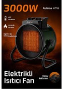 Resim Auhma At1h Elektrikli Isıtıcı Fan Yeşil 3000w Hızlı Isınma, 3 Kademeli Ayar, Sessiz Ptc Isıtma Tek 