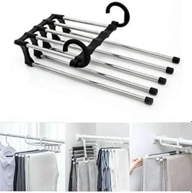 Resim Kullanışlı Dolap Içi Pantolon Kravat Şal Askı Sistemi Düzenleyici Katmanlı Askılık Organizer 
