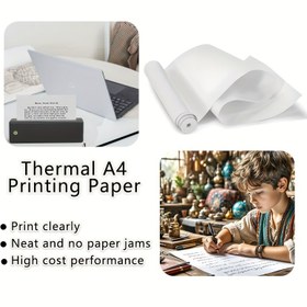 Resim 3/6/10 Rulo A4 Termal Yazıcı Kağıdı Taşınabilir Yazıcı için, 116gsm Pürüzsüz Bitiş Geri Dönüşümlü Fotoğraf Baskı Yedekleri, BPA-Free, Mürekkep Gerektirmez 