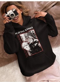 Resim Sevbano Tasarım Jujutsu Kaisen Baskılı Unisex Oversize Anime Karakter Hoo Siyah 
