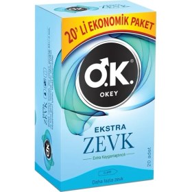 Resim Okey Ekstra Zevk Ekstra Kayganlaştırıcılı Prezervatif 20’li 
