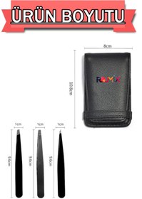 Resim Rojmix Profesyonel 3'lü Siyah Deri Çantalı Cımbız Seti Fix premium Özel 