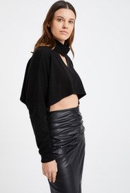 Resim Laranor Kadın Siyah Yaka Detay Triko Crop Bolero 