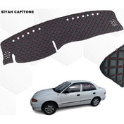 Resim caraks Hyundai Accent Uyumlu Göğüs Halısı 1995-2000 Arası Capiton Kırmızı 