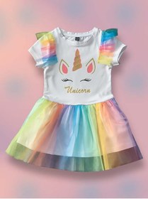 Resim Tongs Baby Unicorn Renkli Tül Elbise 