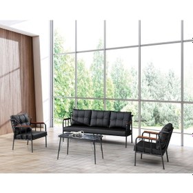 Resim Siyah Deri Metal Ofis Koltuk Takımı Büro Koltuk Ve Kanepeleri Bekleme Koltukları- 3 1 1 Çok Renkli 