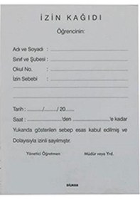 Resim Dilman Öğrenci Izin Kağıdı 100'Lü 