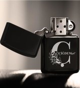 Resim Kişiye Özel Ç Harfli Benzinli Siyah Metal Çakmak Model 1 